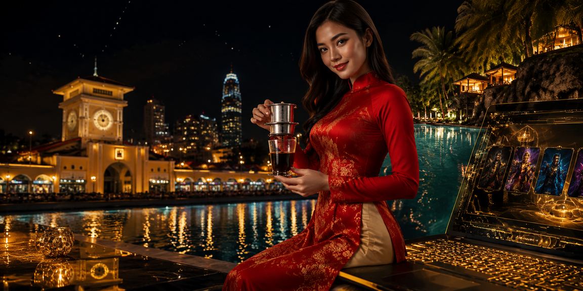 Người dùng TP. Hồ Chí Minh mặc áo dài theo dõi kèo esports trên điện thoại