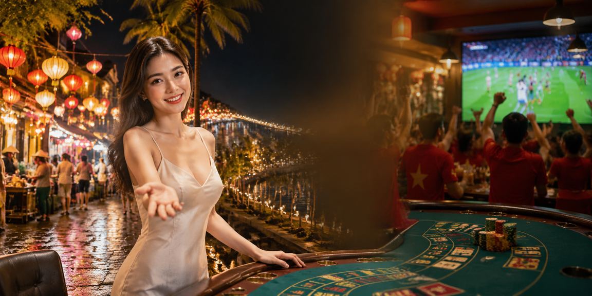 Đêm Phú Quốc với không gian baccarat live casino sang trọng bên ánh đèn chợ đêm